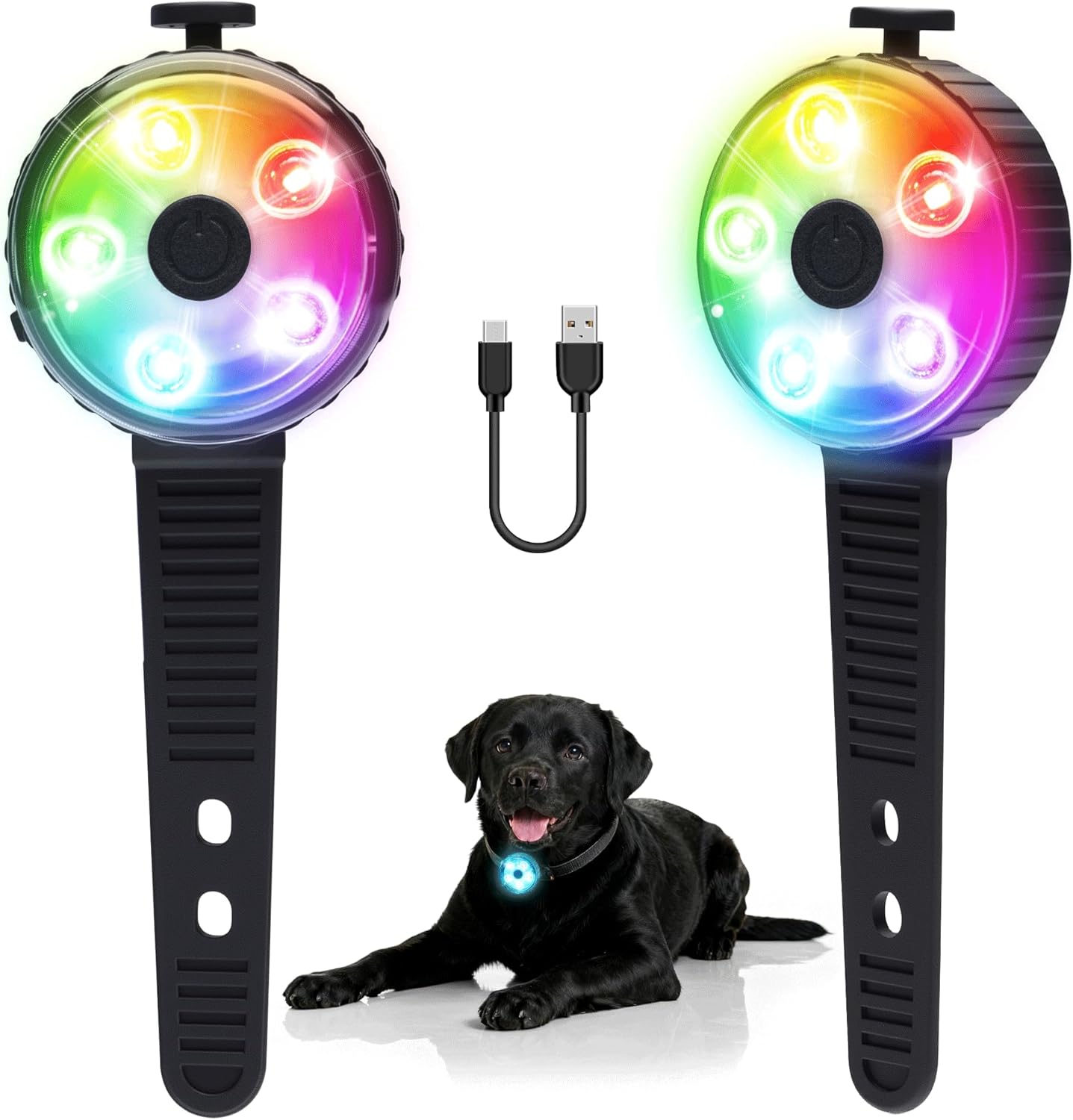 Fyorbietail two-pack rechargeable dog collar lights