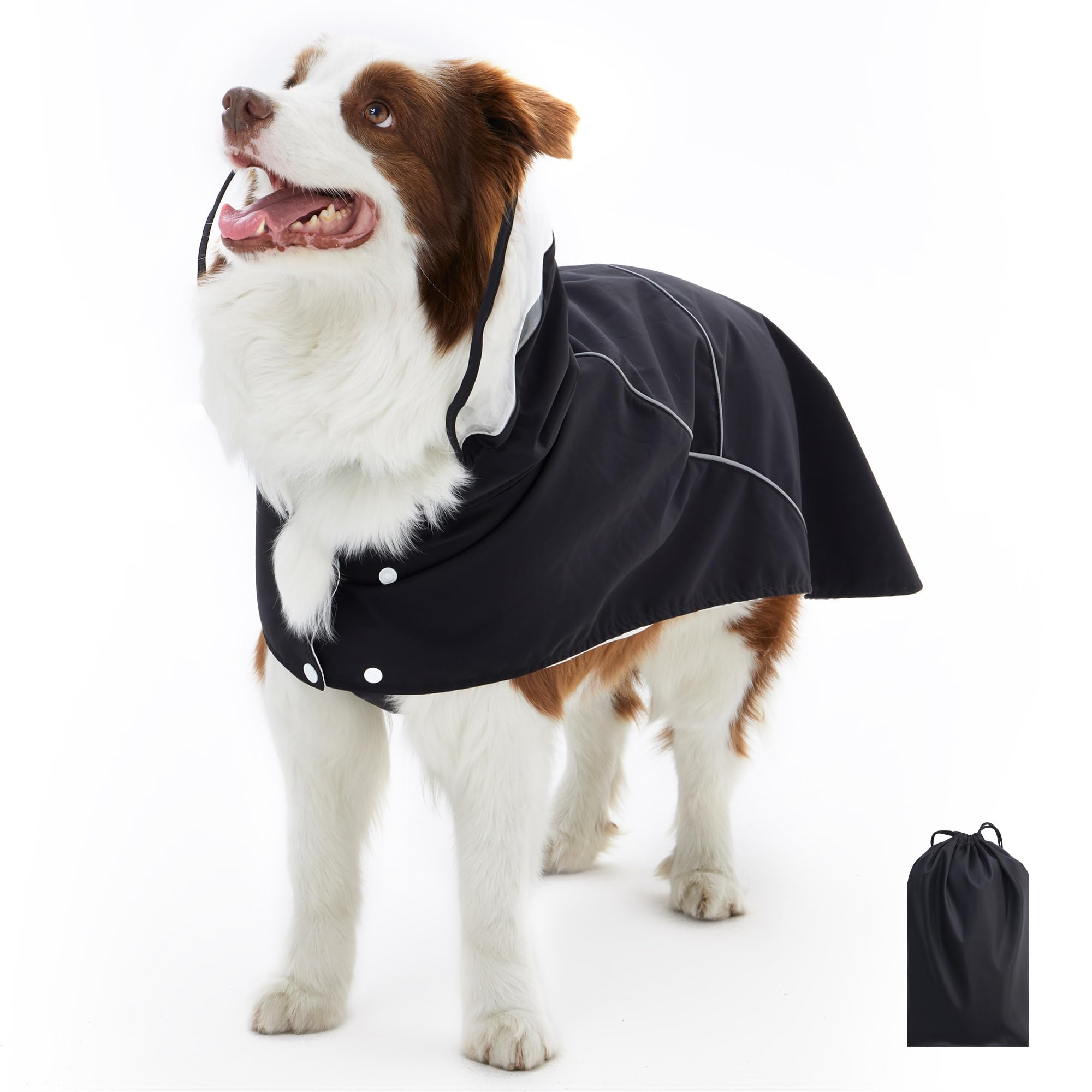 Fyorbietail black waterproof dog raincoat